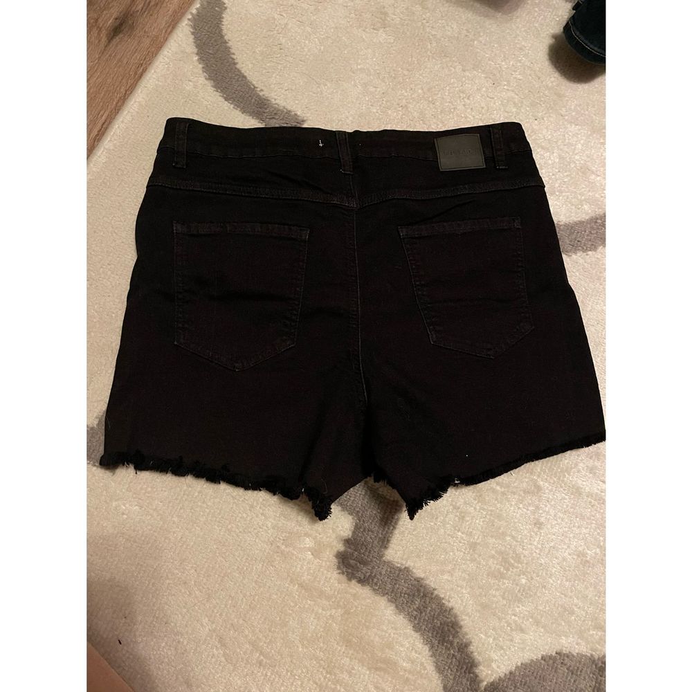 Black Stretchy Button up Jean Shorts